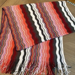 Missoni multicolor wave zig zag knit scarf